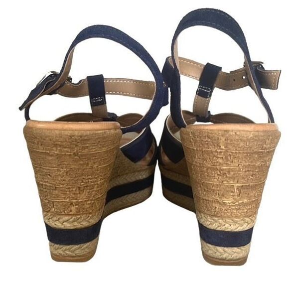 Texto Womens Wedge Sandals Espadrille Platform Strappy 3.5" Heels Blue Brown - Picture 4 of 7